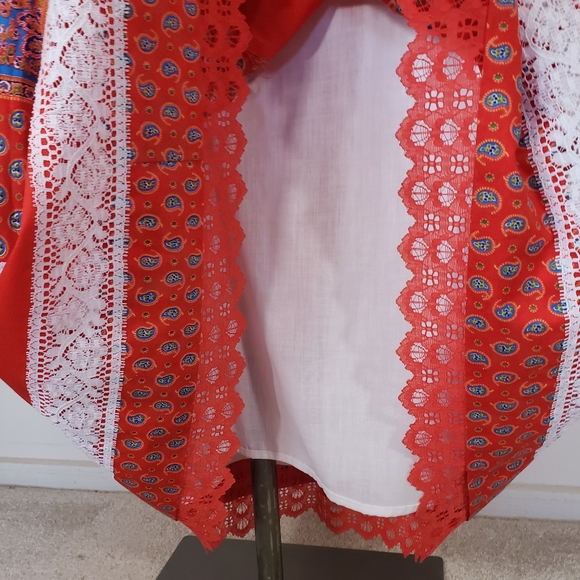 VTG Red Lace Handmade Maxi Skirt - Picture 7 of 9